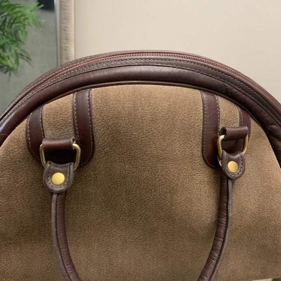 Pierre Cardin Elegant Brown suede Leather trim Handbag - Picture 6 of 9